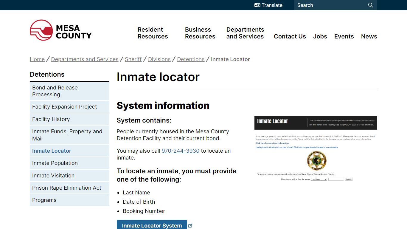 Inmate locator | Mesa County - Mesa County, Colorado