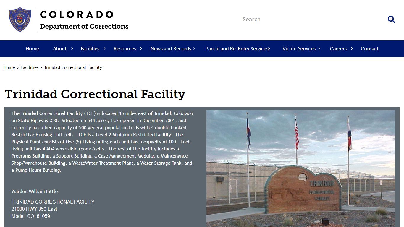 Trinidad Correctional Facility | Department of Corrections
